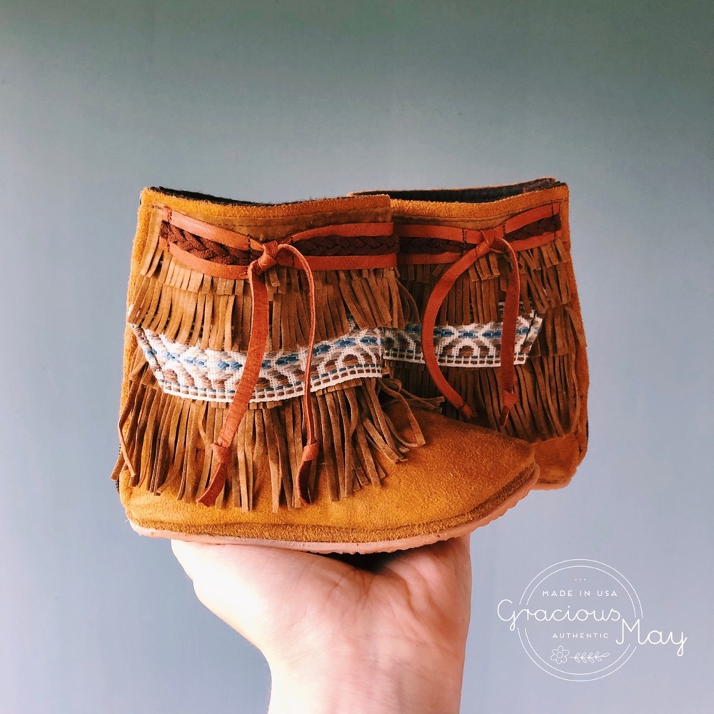 😍 Gracious May Moccasin Fringe Boots brown suede